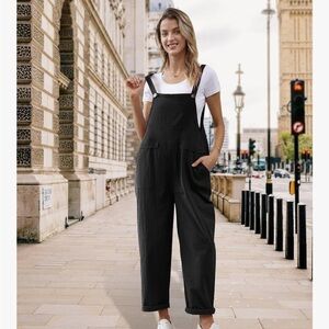 Amazon Black Women's Cotton Overalls Jumpsuit